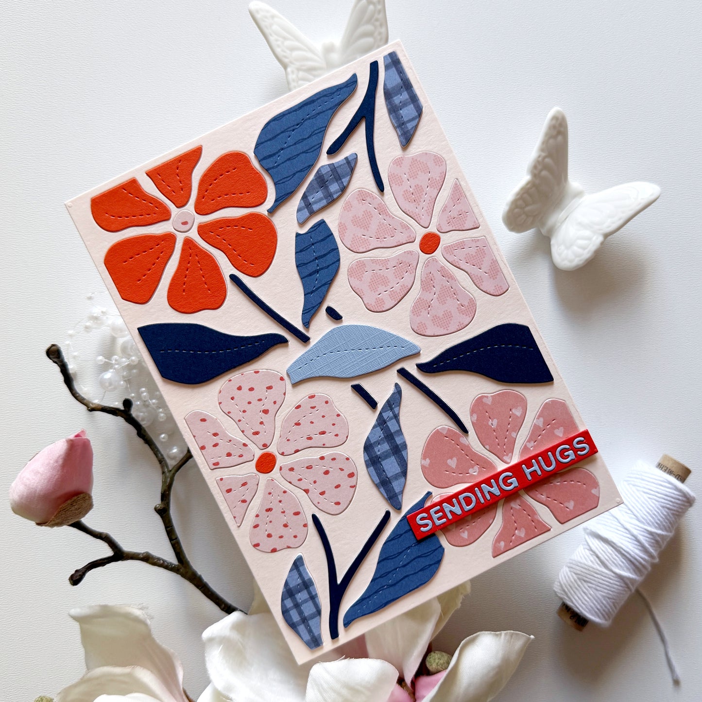 Stitched Flowers Background 5x7" Cover Plate