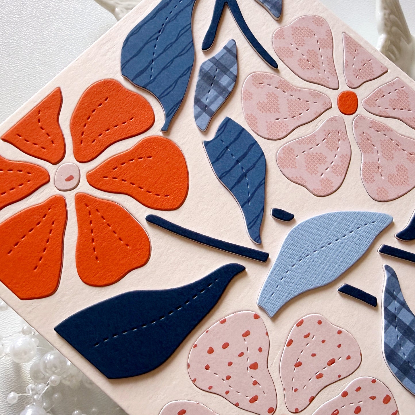 Stitched Flowers Background 5x7" Cover Plate