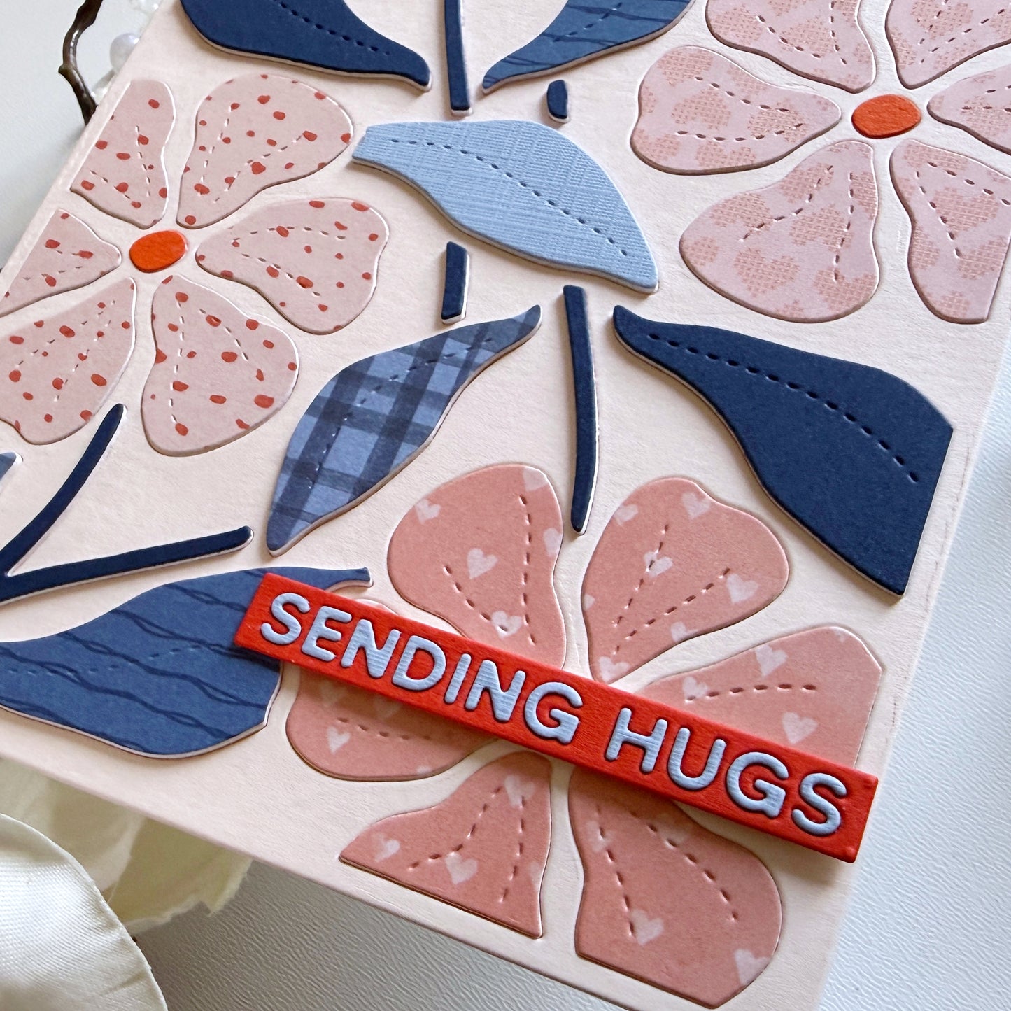 Stitched Flowers Background 5x7" Cover Plate