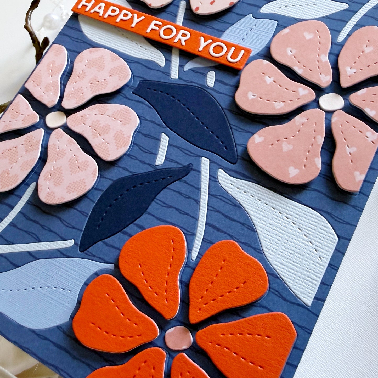 Stitched Flowers Background 5x7" Cover Plate