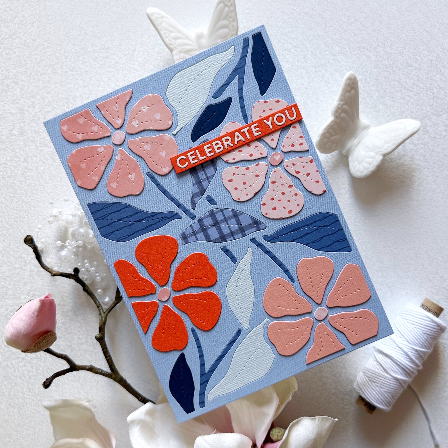 Stitched Flowers Background 5x7" Cover Plate