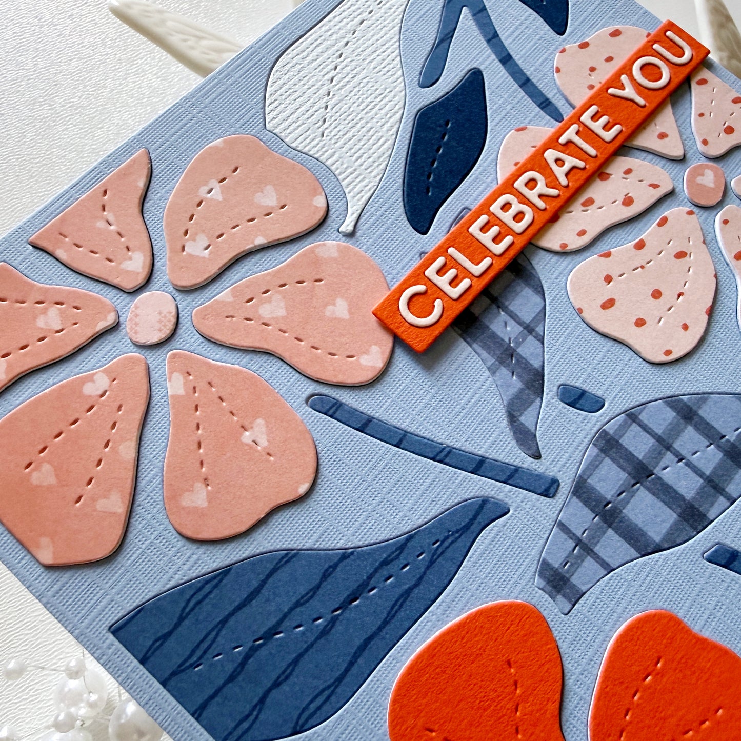 Stitched Flowers Background 5x7" Cover Plate
