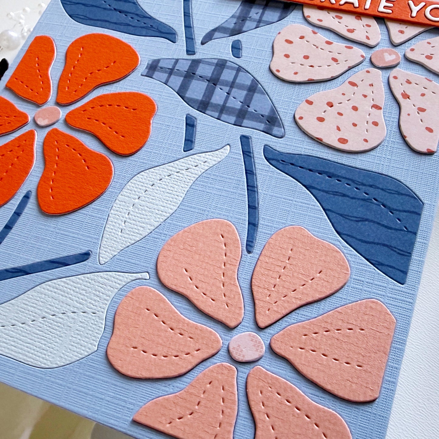 Stitched Flowers Background 5x7" Cover Plate
