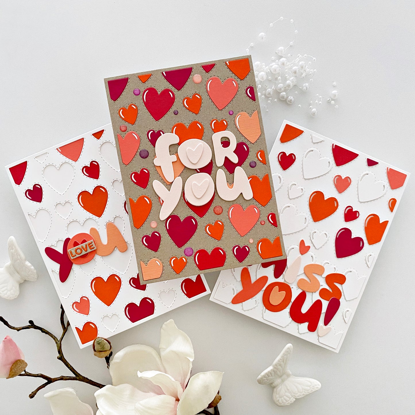 Stitched Hearts Background 5x7" Cover Plate