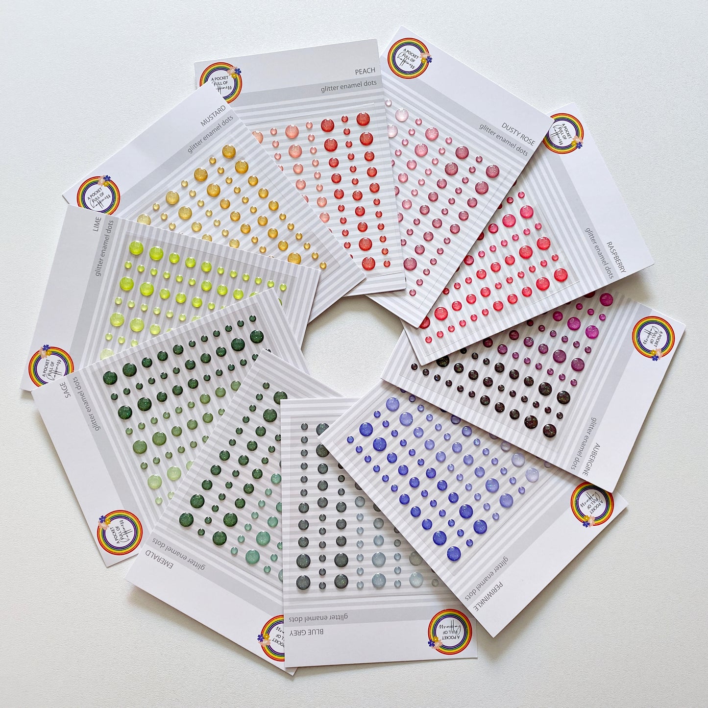 Glitter Enamel Dots, 99Pc - Senf