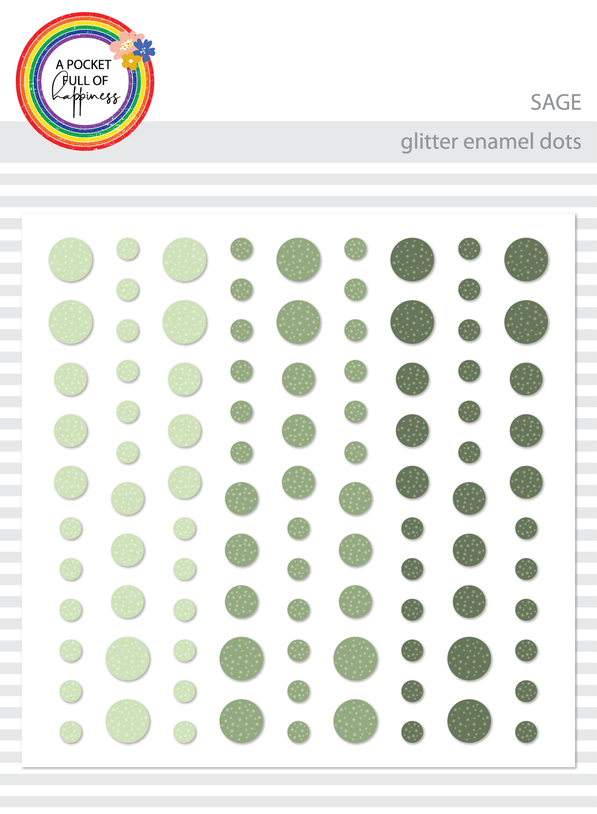 Glitter Enamel Dots, 99Pc - Sage